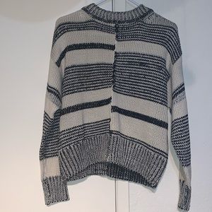 Storia Black and Cream Striped Sweater S